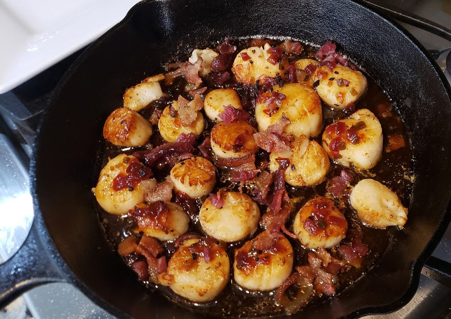 Pan Seared Scallops with Bacon Jam with Terrapin Ridge Farm Hot Pepper Bacon Jam Pan Seared Scallops with Bacon Jam with Terrapin Ridge Farm Hot Pepper Bacon Jam